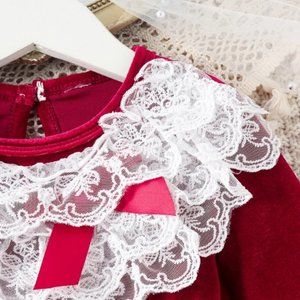 90’s Holiday Plaid Pleated Velvet Collar Dress by L.g. Star Petites